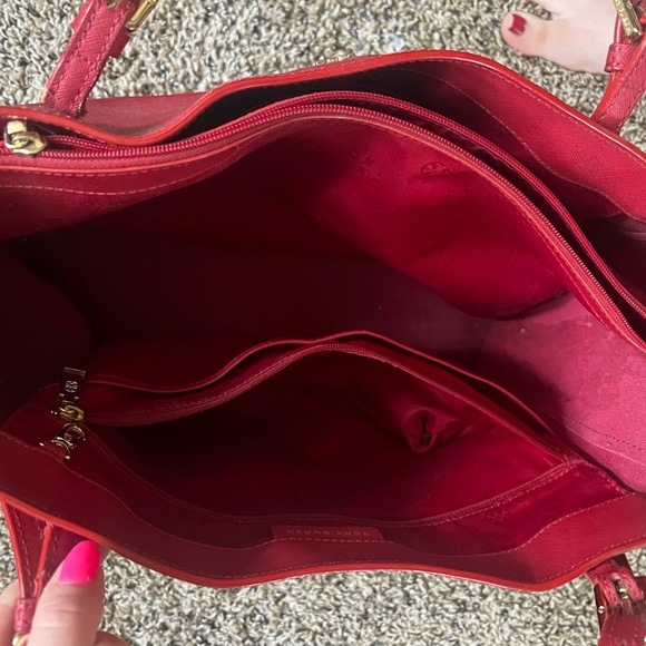 Tory Burch Red Tote Bag with buckles! - Picture 2 of 14